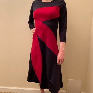 Navy & Red A-Line Dress